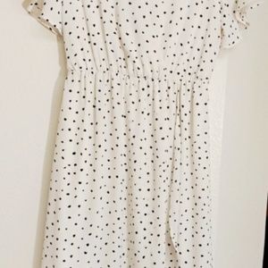 Sienna Sky Dress Small V-Neck Ruffle Short Sleeve Irregular Polka-dot